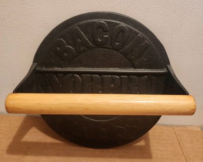 Norpro Black Cast Iron Grill Meat Press Heavy Duty Bacon Press Wood Handle