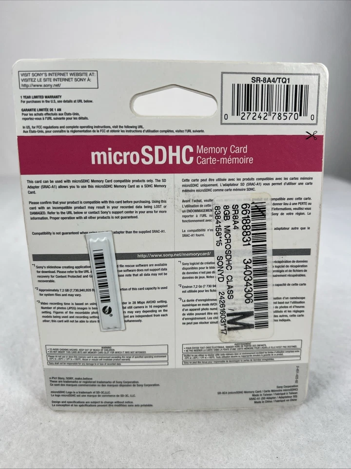 Sony 8GB MicroSDHC Card - SR8A4 Sealed - Image 2 of 3