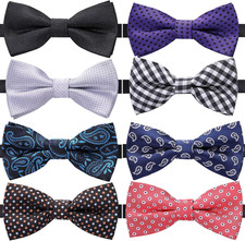 8 PACKS Elegant Adjustable Pre-Tied Bow Ties for Men Boys 1 4 5 6 8 Pack for Op