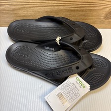 Crocs Baya II Flip Flops Mens 6 Women s 8 Black Slip On Thong Sandals NWT