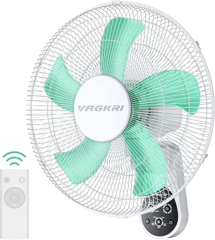 Stylish Wall-Mounted 16 Inch Fan: 5-Blades, Remote Control & Oscillating Feature - Image 3 of 4