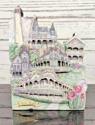 P. Gullett ''Cape May Collage'' 3D Victorian Houses on Die Cut Wood Shelf Sitter