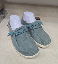 Hey Dude Wendy Chambray Blue Canvas Loafer Slip On Casual Shoes Womans Size 9