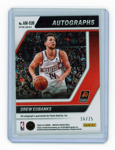 2023-24 Panini Mosaic Drew Eubanks Autógrafos Mosaico Blanco #/25 Phoenix Suns - Imagen 2 de 2