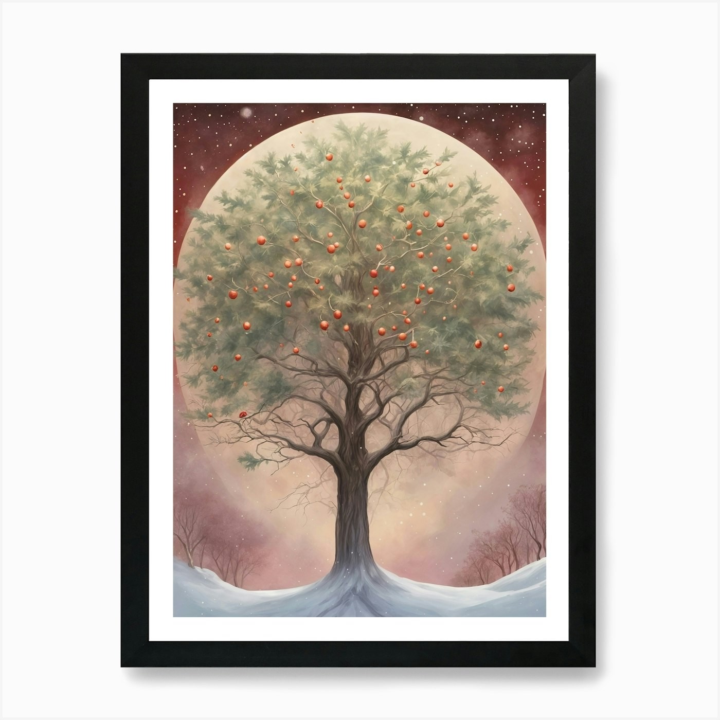 Winter Tree Art Print Framed Wall Decor Canvas Picture Poster