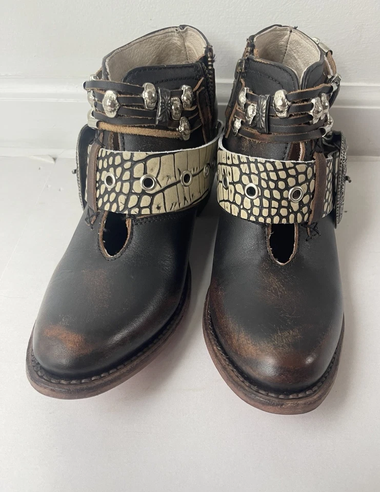 Nuevas Botas Freebird By Steven Mujer Salón Negro Serpiente Cuero Talla US 7 Foto 3 de 4