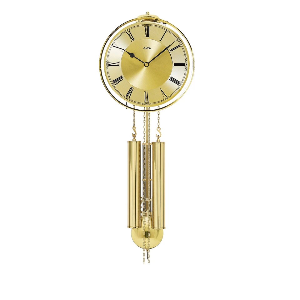 AMS H356 Mechanische Pendeluhr mit Messinggarnitur und 8-Tage Schlagwerk - Bild 1 von 1