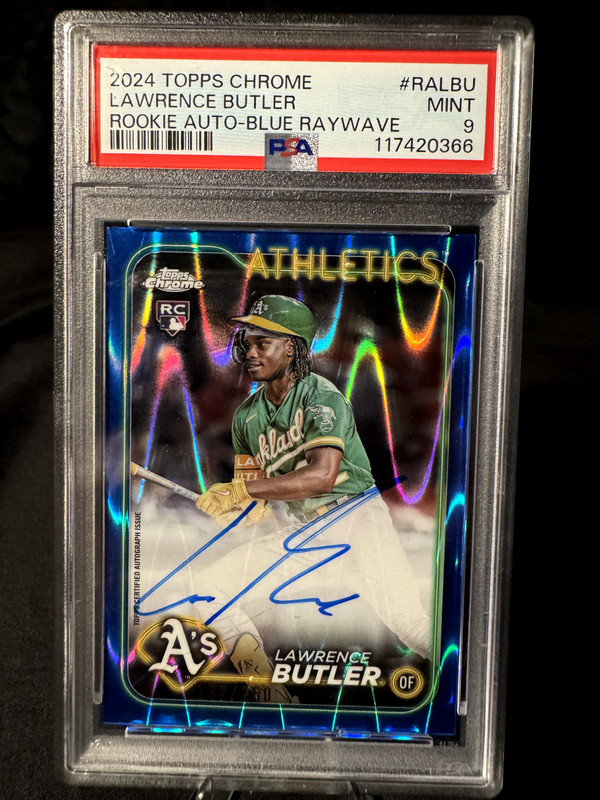 2024 Topps Chrome Lawrence Butler Rookie Auto Blue RayWave /150 PSA 9 - A’s