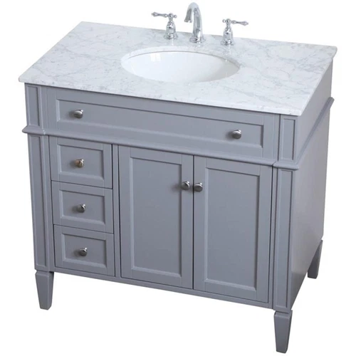 Elegant Decor Williams 36" Single Marble Top Bathroom Vanity in Gray - Picture 1 of 16