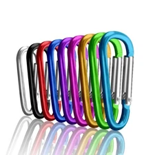 100Pcs Aluminum Locking Carabiner Spring Clips Hook Keychain D Shape Buckle Pack