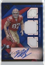 2019 Panini XR Rookie Triple Swatch Auto Blue 14/25 Nick Bosa #208 Auto 6fs