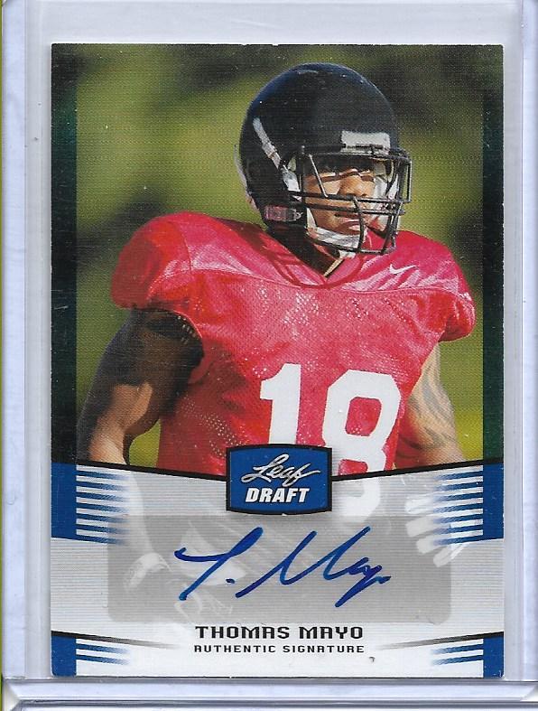 THOMAS MAYO - 2012 LEAF DRAFT FOOTBALL AUTOGRAPH RC