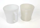 Vintage Fire-King "Oven Ware" Milk Glass Coffee Cups  Notched Handle Set of 2