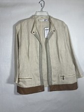 Chico  s linen open jacket size 3 Lg. Beige new with tags n24