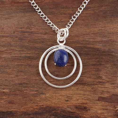 Lapis Lazuli Gemstone Handmade 925 Sterling Silver Jewelry New Year Gift Pendant - Picture 3 of 5