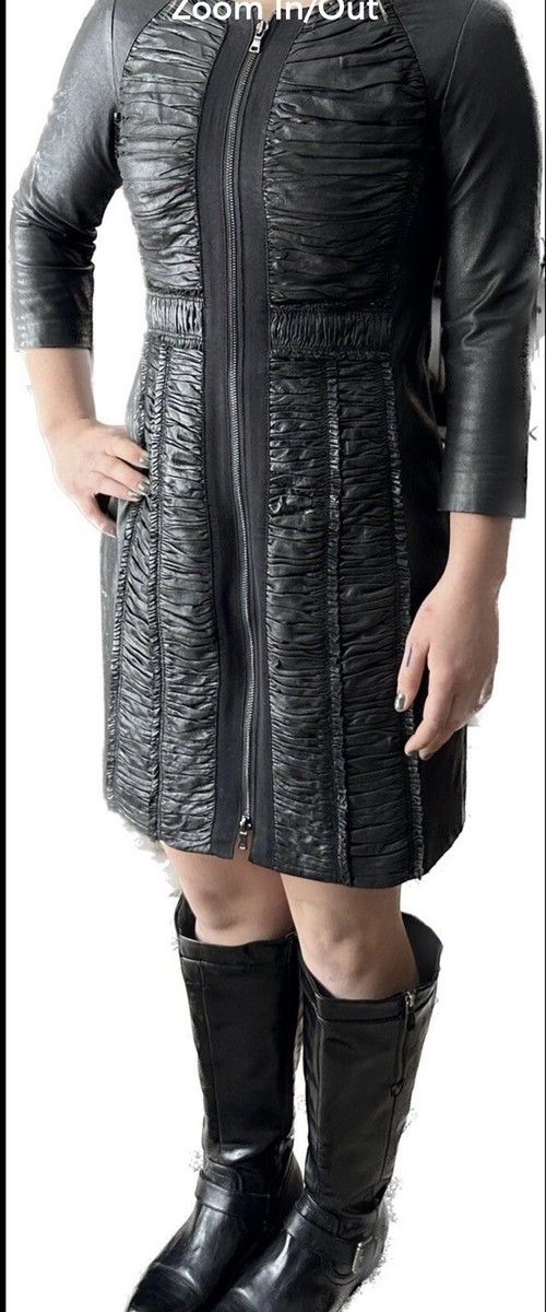 Eli's Tahari Black Soft Leather Zipper Dress! | eBay