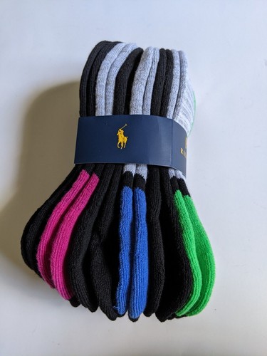 Polo Ralph Lauren 6-pair classic sport socks 6pk low cut socks White Green Blue - Picture 19 of 19