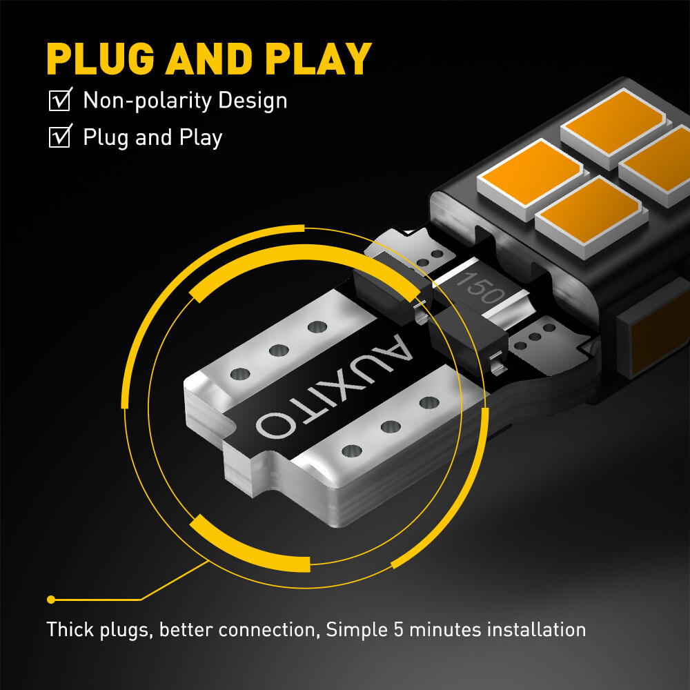 20x T10 LED White Amber Interior parker light Number Plate Light Globes