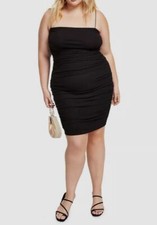 $59 B. Darlin Women's Black Bungee-Strap Square-Neck Bodycon Dress Plus Size 16W