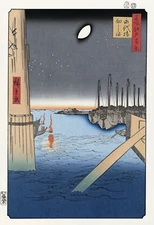 Ukiyo-e woodblock print Reprint Edition Hiroshige Utagaw 名所江戸百景 永代橋佃しま #883