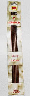 Colonial Rosewood Set of 5 Double Point Size US 2.5 (3.0mm) Knitting Needles 8''