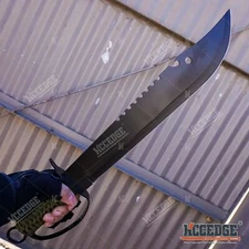 19.5" HUNTERS CHOPPING SWORD Sawback Fixed Blade Machete Knuckle-Bow Guard