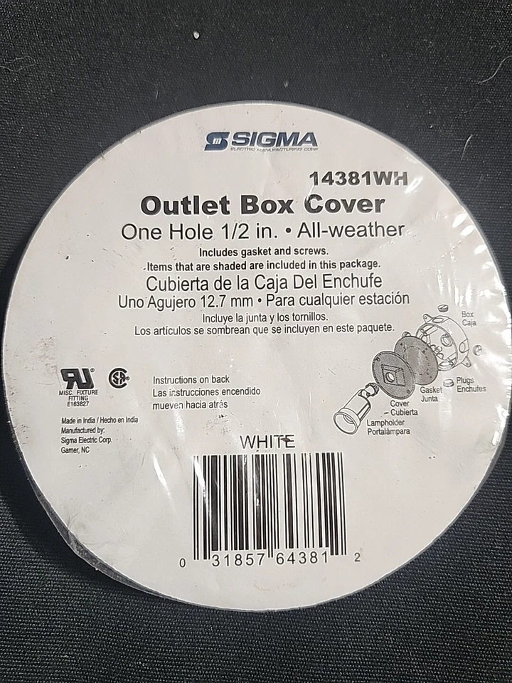 Sigma ~ Cubierta redonda de metal para lugares húmedos, un agujero de 1/2", blanco Foto 2 de 4