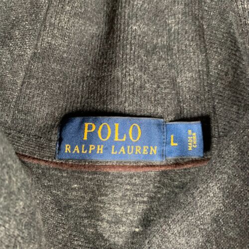 Polo Ralph Lauren Herren großer Pullover Schal Hals Ellbogen Aufnäher grau Baumwolle Pullover - Bild 4 von 8