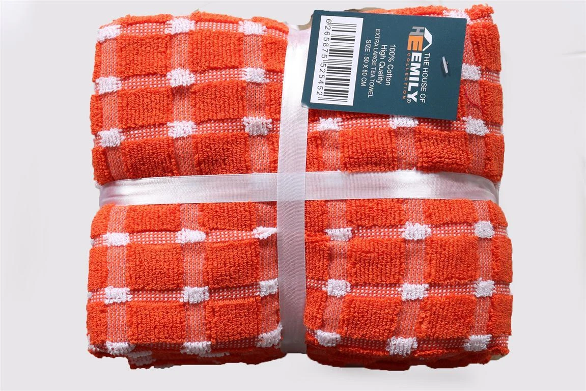 Orange Tea Towels Extra Large and Thick 100 Cotton Ribbon Packed