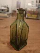 Vintage Cathedral Brand - Celebrated Remedy Green Glass Bottle With Cork - 3"