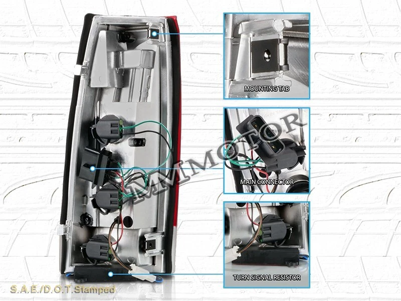 88-98 GMC CHEVY CK TAMAÑO COMPLETO 92-99 TAHOE SUBURBAN YUKON LUCES TRASERAS ROJO C BAR Foto 2 de 4