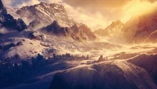 Landscape mountains nature snow sunlight art winter ice Custom Gaming Mat Desk
