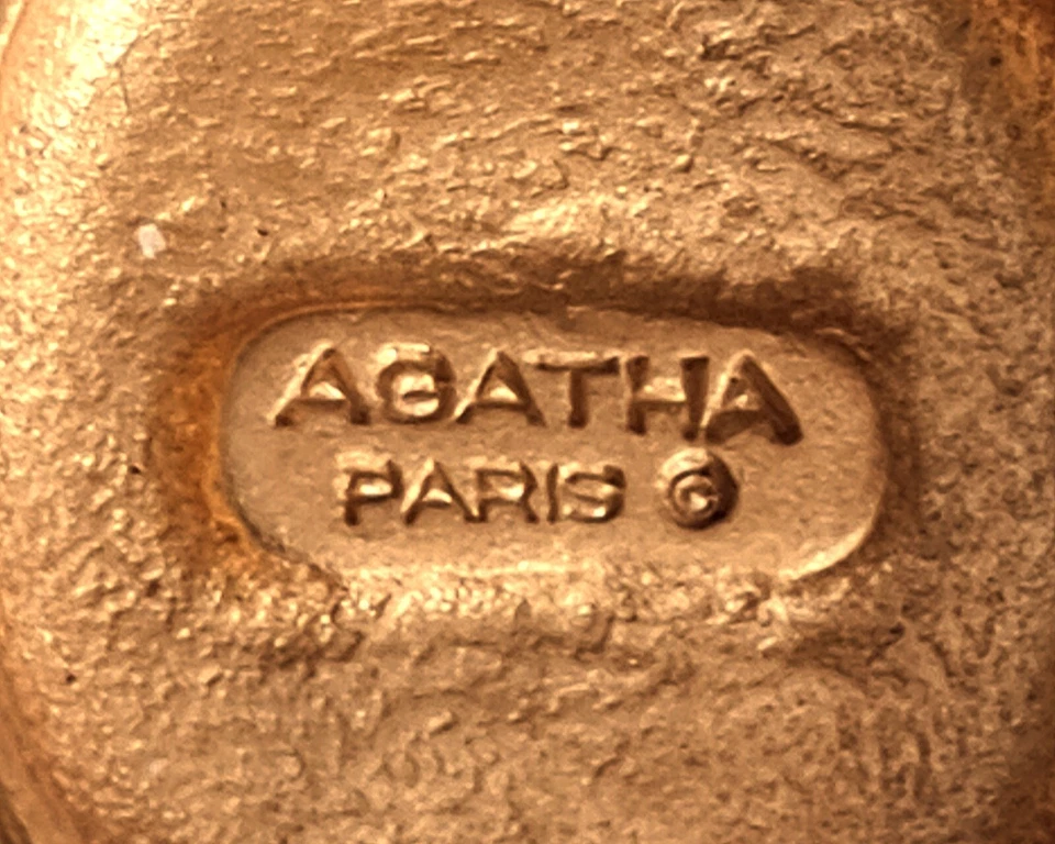 PINGENTE RARO VINTAGE AUTÊNTICO FRANÇA AGATHA PARIS ANTIGO CAMAFEU PLACA DE OURO - Imagem 4 de 4