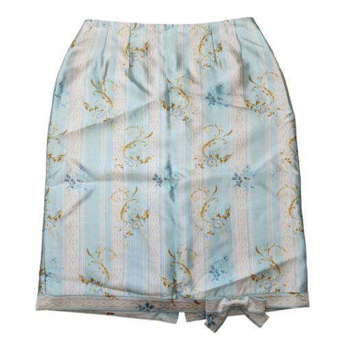 RICKIE FREEMAN NWT Skirt 2 Teri Jon Silk Wool Floral Blue Bow New