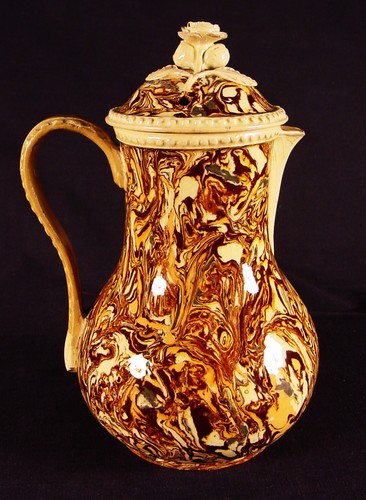 EXTREMELY RARE 1830 TEA POT with ROSE FINIAL MARBLED AGATE MOCHA WARE MOCHAWARE - Picture 6 of 16