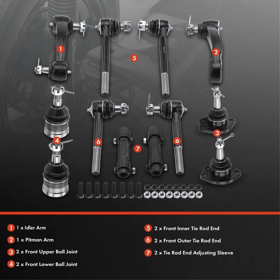 12x 前领带杆端球接头适用于雪佛兰 G10 G20 GMC G1500 G2500 1983 - 1995 — 第 2/4 张图片