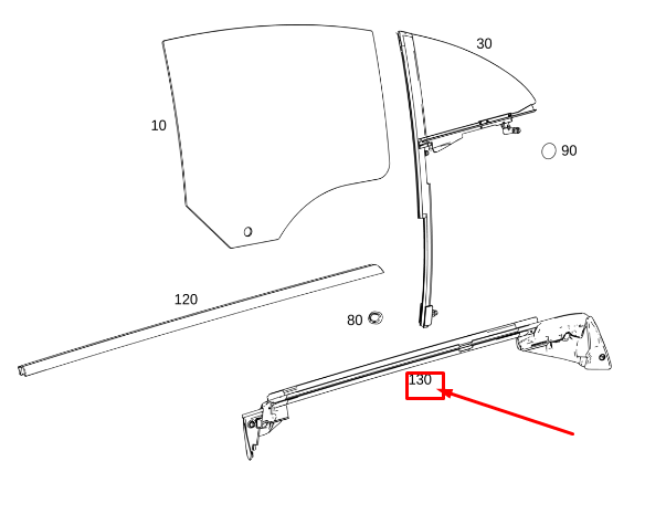 MERCEDES-BENZ CLA C118 Innenfenster-Dichtungsschiene hinten links A1187350700