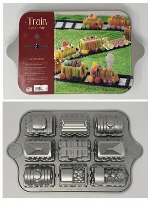 Nordic Ware Train Cake Pan Platinum Collection 5-Cup Capacity Cast Aluminum HTF