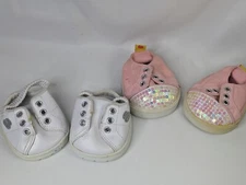 Build a Bear Skechers Sneakers Shoes Lot White Pink Sequin