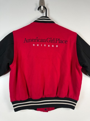 American Girl Kids Button Up Chicago Bomber Varsity Jacket Red Sz XS 19x19.5 - Picture 14 of 15