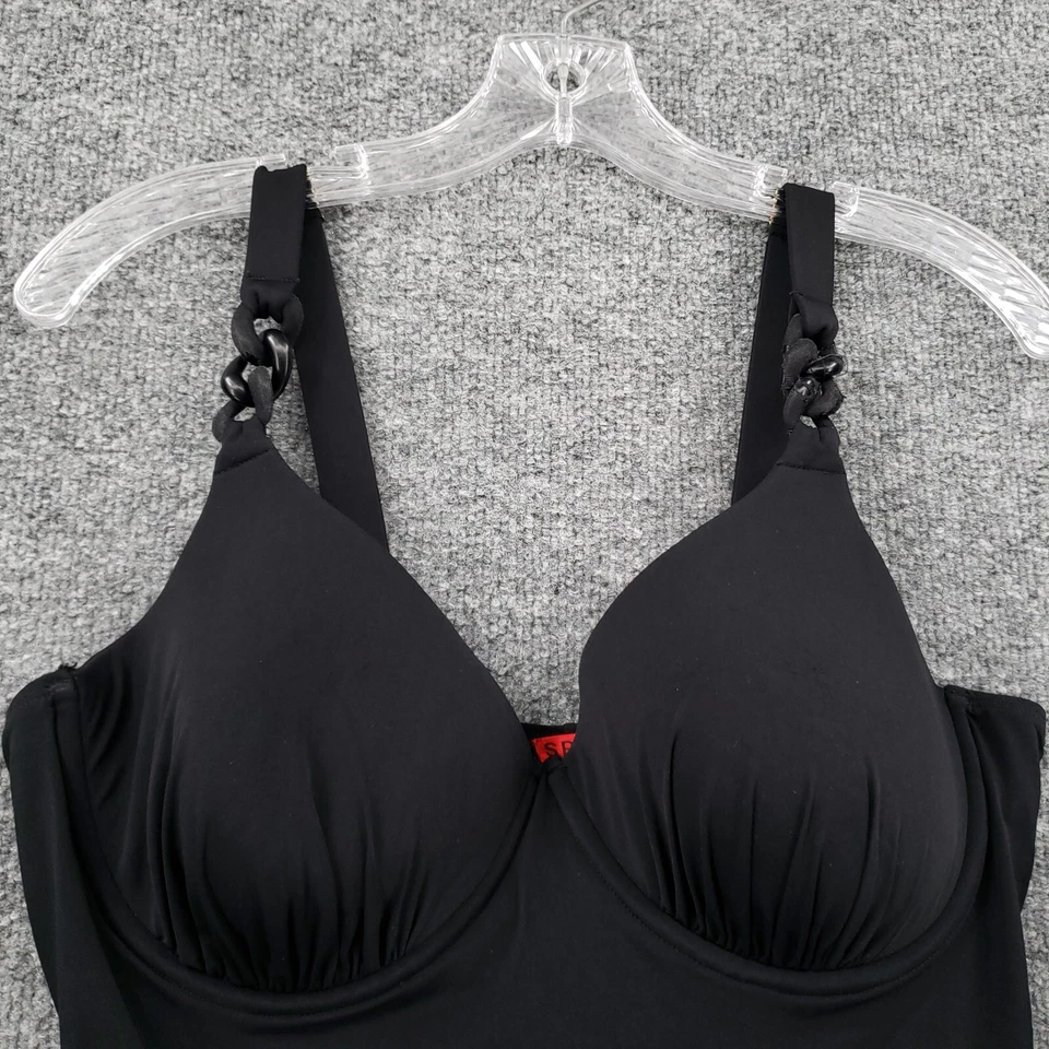 Traje de baño Spanx para mujer 12D negro de una pieza con aros acolchado traje de baño elástico Foto 4 de 4