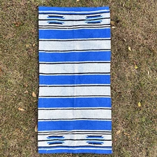 Vtg Mayatex Hogan Handwoven Aztec Western Show Saddle Pad Blanket Rug Blue Black