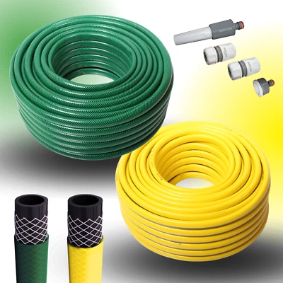 MARKENLOS Gartenschlauch Schlauch 3/4 Zoll 20m 30m 50m Grün Gelb 4-tlgs Adapter Set