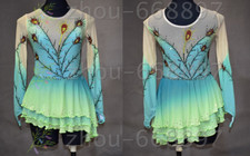 Adult Marvellous Ice Skating Figure Dress Gymnastics Costume green dyeing