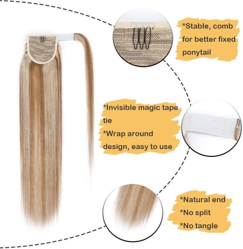 28" 30" 100% Real New Clip In REMY HUMAN Hair Extension Ponytail Wrap Around120g - Picture 34 of 36
