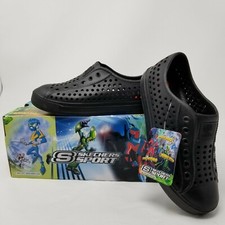 Skechers Unisex Kids Black Guzman Low Top Round Toe Slip On Sneaker Shoes US 13