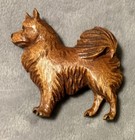 Vtg Carved Wood American Eskimo Dog Animal Brooch Pin 1950’s