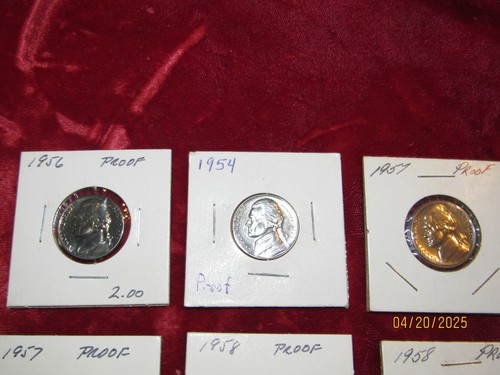 10 proof 1954-1959 Jefferson Nickels United States of America Coins SUPER clean - 第 4/20 張圖片