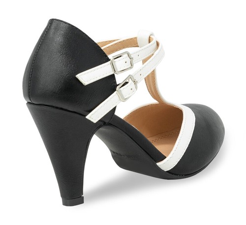 Chase & Chloe Women's Round Toe Pierced Mid Heel Mary Jane Style Dress T-Strap - Picture 9 of 21
