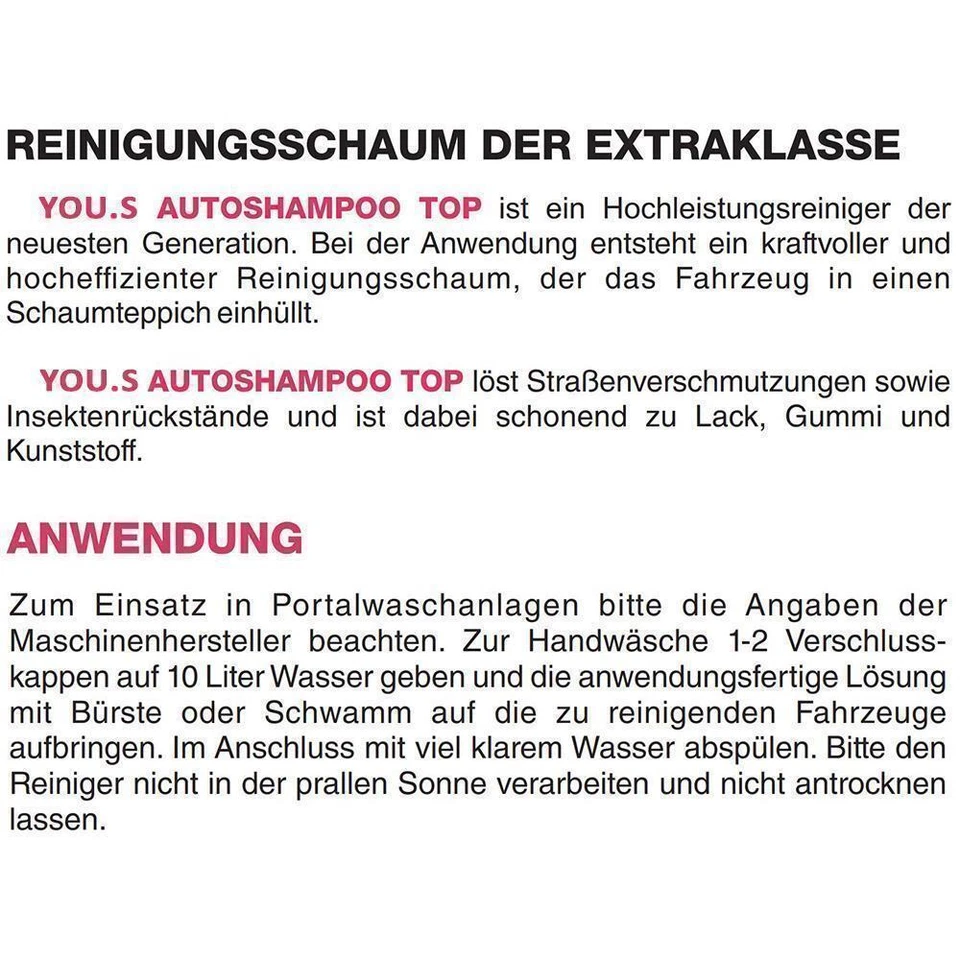 You.S Premium Care Shampoing Auto Manuel + Haute-Pression Bio-Dégradable - 1000 - Photo 2/4